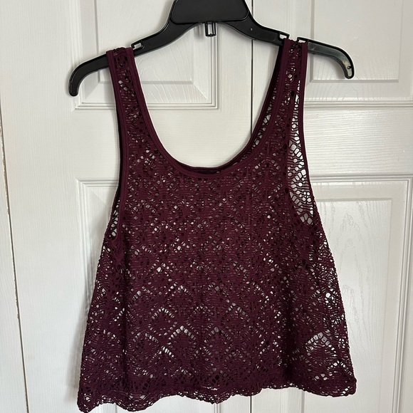 Aeropostale Tank Top Womens Small Crochet Lace Sheer Sleeveless Boho Festival - Picture 1 of 9